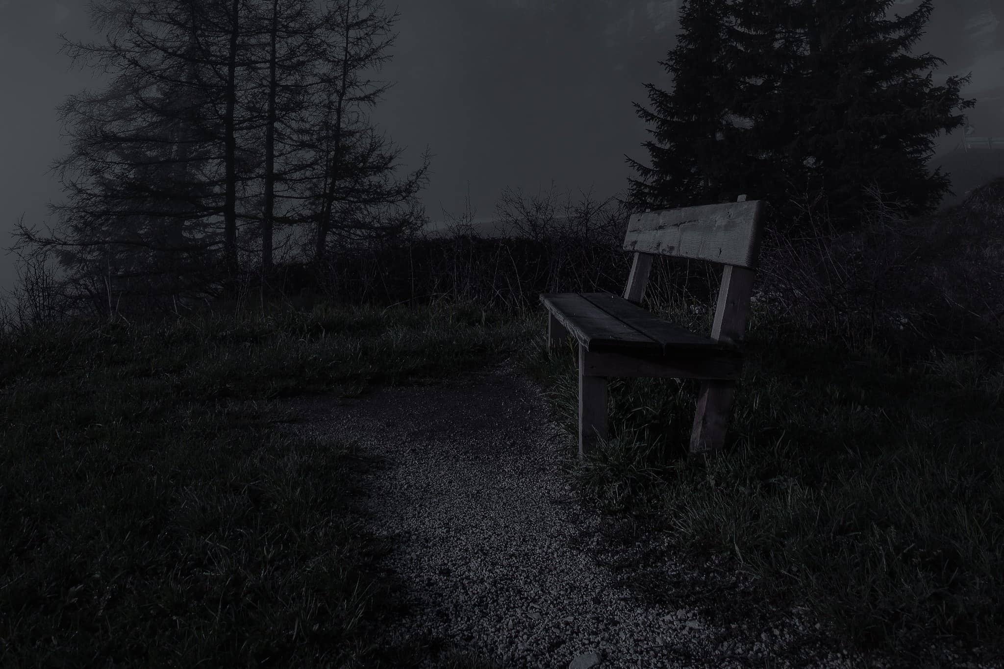empty-bench-during-night-time